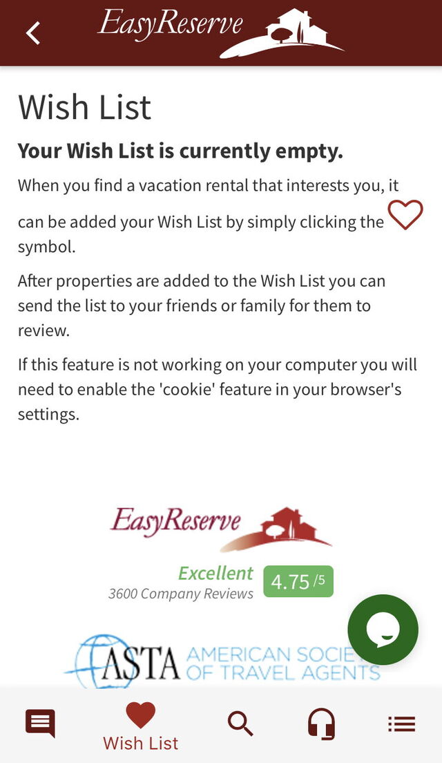 Aplicación Easy Reserve, Lista de Deseos y Contacto