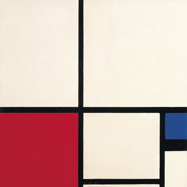 Composición en Colores Composición nº I Con Rojo y Azul, Mondrian