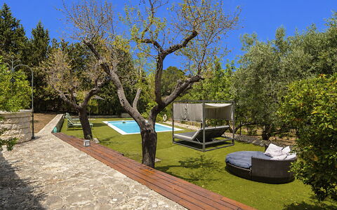 Can Coll: Jardín, Piscina, Sombra, Mueble Para Exteriores, Patio Interior, Paisajismo, Recurso, Eco Hotel, Yarda, Césped