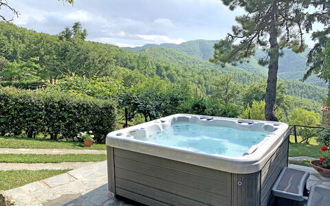 Villa Magnolia: Jacuzzi, Propiedad, Piscina, Jacuzzi, Agua, Bañera, Árbol, Bienes Raíces, Casa, Rectángulo