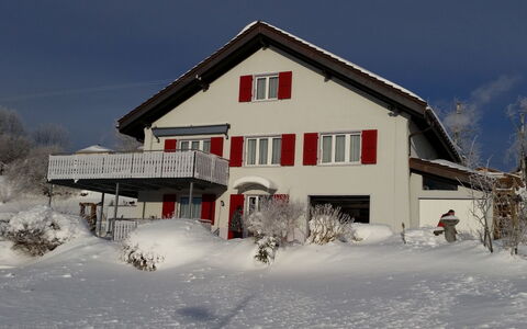 Appartement - Bellevue: Cielo, Nieve, Edificio, Ventana, Casa, Pendiente, Árbol, Cabaña, Techo