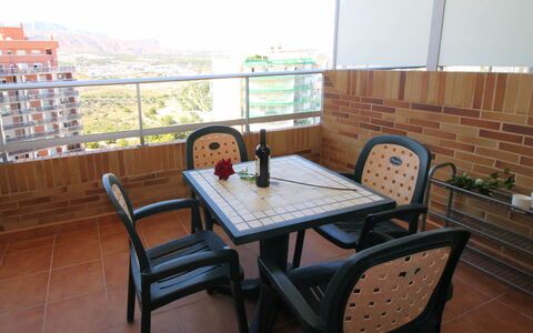 Torre Maestral: Mesa, Mueble, Propiedad, Ventana, Silla, Edificio, Vajilla, Planta, Madera, Cielo