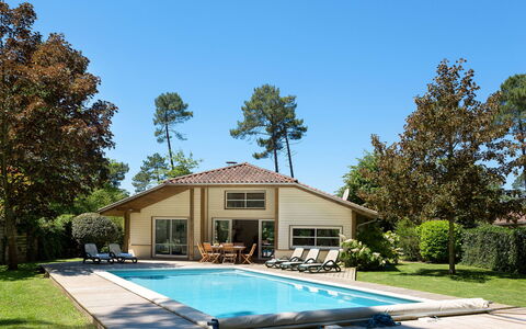 Moliets 625: Madera, Casa, Cabaña, Casa, Piscina, Porche, Puerta, Recurso, Sombra, Inmuebles