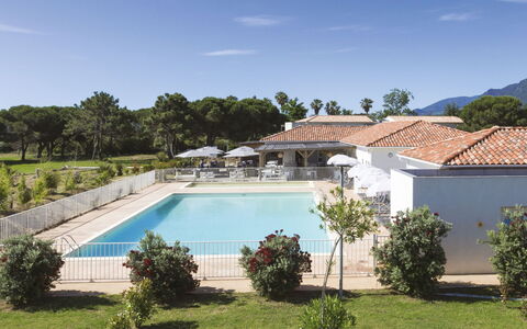 Moriani-Plage 614: Piscina, Sombra, Recurso, Inmuebles, Hacienda, Villa, Mueble Para Exteriores, Hotel, Eco Hotel