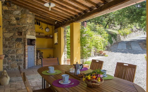 Podere Gabruccino: Mesa, Mueble, Propiedad, Planta, Madera, Silla, Diseño De Interiores, Encendiendo, Ventana, Cabaña