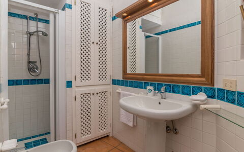 Mimosa: Espejo, Grifo, Arreglo De Tubería, Lavabo, Lavabo Del Baño, Propiedad, Alcachofa De La Ducha, Baño, Verde, Azur