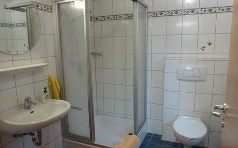 Donau: Baño, Propiedad, Habitación, Arreglo De Tubería, Loseta, Puerta De La Ducha, Arquitectura, Puerta, Bienes Raíces, Accesorio De Baño