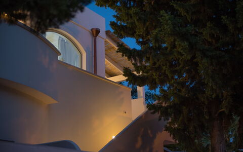 Casa Bianca: Azul, Cielo, Arquitectura, Ligero, Árbol, Noche, Edificio, Casa, Noche, Planta