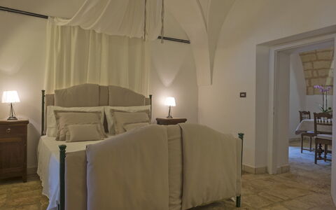 Masseria Pagliamonte: Habitación, Propiedad, Mueble, Habitación, Diseño De Interiores, Cama, Pared, Suelo, Encendiendo, Edificio