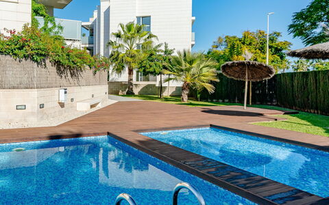Jávea 734: Piscina, Departamento, Condominio, Recurso, Sombra, Jardín, Paisajismo, Eco Hotel, Mueble Para Exteriores