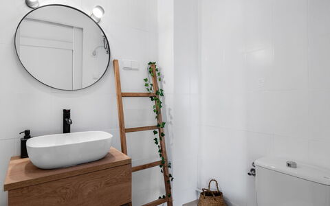 Cullera 60: Planta, Lavabo Del Baño, Arreglo De Tubería, Grifo, Espejo, Edificio, Diseño De Interiores, Comodidad, Madera, Baño