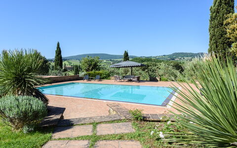 Villa Pancole: Agua, Planta, Propiedad, Cielo, Piscina, Azur, Paisaje Natural, Edificio, Árbol, Rectángulo