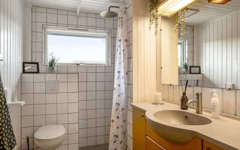 Hunved - 500M from the Sea: Pared, Arreglo De Tubería, Diseño De Interiores, Lavabo Del Baño, Piso, Baño, Lavabo, Grifo, Suelo, Techo