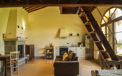 Living room, dining room and kitchen