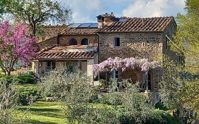 Podere Monteguidi: Flor, Planta, Cielo, Edificio, Nube, Ventana, Árbol, Paisaje Natural, Casa, Hierba