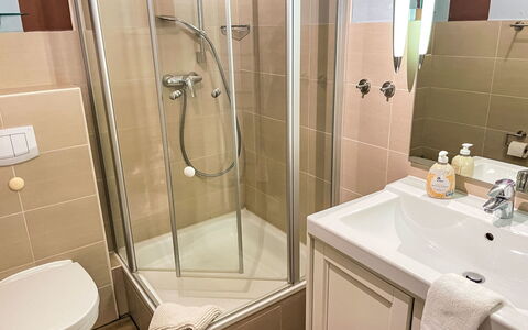 Laerchenshus: Marrón, Arreglo De Tubería, Propiedad, Lavabo, Puerta De La Ducha, Grifo, Espejo, Baño, Ducha