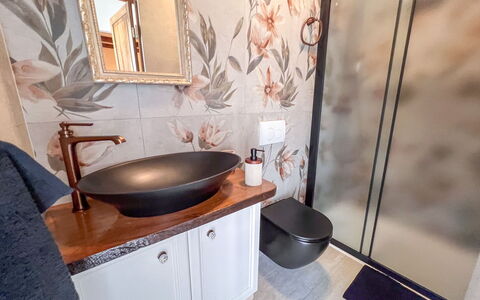 Vila Jurja: Arreglo De Tubería, Lavabo Del Baño, Diseño De Interiores, Baño, Lavabo, Plomería, Espejo, Maceta, Grifo, Mueble De Baño