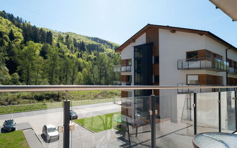 River Park: Diseño De Interiores, Departamento, Balcón, Madera Dura, Manchas De Madera, Suelos De Madera, Pretil, La Luz Del Día, Hotel, Ático