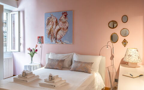Dafne Suite: Diseño De Interiores, Mueble, Pared, Habitación, Cama, Habitación, Rosado, Lecho, Casa, Sábana