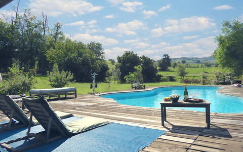 Villa Poggio Zucchino, Pool, Wellness, Piacenza: Piscina, Mueble, Mueble Para Exteriores, Silla, Recurso, Sunlounger, Sombra, Ocio, Mesa Al Aire Libre, Patio Interior