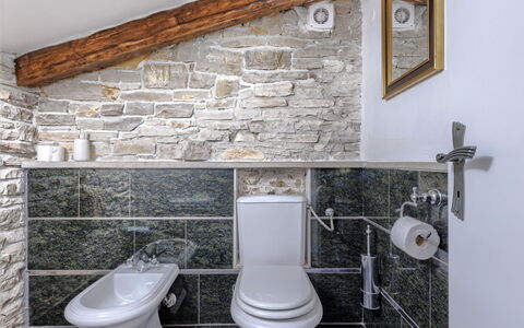 Golden Roots: Pared, Arreglo De Tubería, Asiento Del Baño, Baño, Grifo, Diseño De Interiores, Piso, Plomería, Loseta, Lavabo