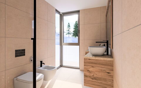 Domus Canazei: Piso, Suelo, Arreglo De Tubería, Diseño De Interiores, Baño, Baño, Plomería, Lavabo, Habitación, Mueble De Baño