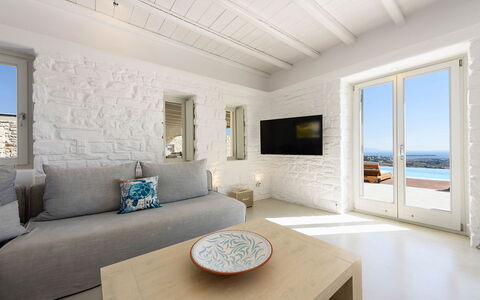 Villa Melina: Mueble, Piso, Mar, Costa, Departamento, Oceano, Pared De Piedra, Sala, Recurso