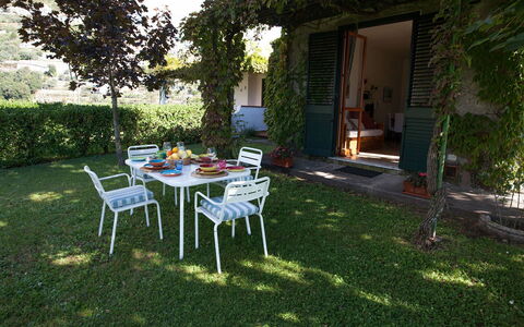 Casa Ravello with Garden: Mueble, Mueble Para Exteriores, Silla, Mesa, Mesa Al Aire Libre, Arbusto, Jardín, Cobertura Del Suelo, Sombra, Patio Interior