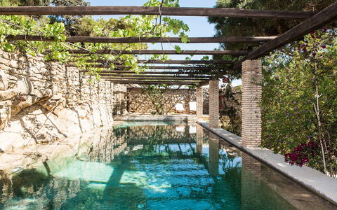 Villa Oasis: Material Natural, Fuente De Agua, Pared De Piedra, Piscina, Pérgola