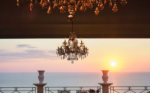 Blue Star Villa: Horizonte, Mar, Oscuridad, Noche, Oceano, Puesta De Sol, Resplandor Crepuscular, Amanecer, Mañana En Red Sky
