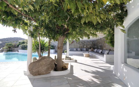 Villa Andy: Sombra, Maceta, Piscina, Jardín, Paisajismo, Hormigón, Planta De Casa, Patio, Estructura Al Aire Libre, Diseño