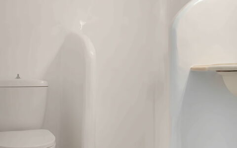 Mykonos Pool House 4: Blanco, Arreglo De Tubería, Baño, Baño, Plomería, Piso, Asiento Del Baño, El Plastico, Cerámico