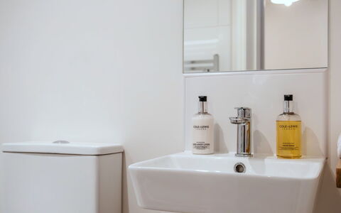 Alpine Cottage: Diseño De Interiores, Arreglo De Tubería, Lavabo Del Baño, Baño, Lavabo, Grifo, Espejo, Piso, Plomería