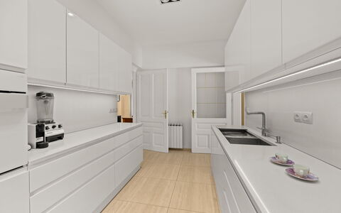Apartment Noa Opatjia: Piso, Diseño De Interiores, Cocina, Mostrador, Madera, Suelo, Gabinetes, Aparato De Cocina, Mueble, Techo