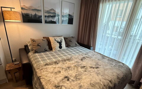 Snowfun B: Mueble, Cama, Diseño De Interiores, Habitación, Pared, Piso, Suelo, Madera, Linos, Habitación
