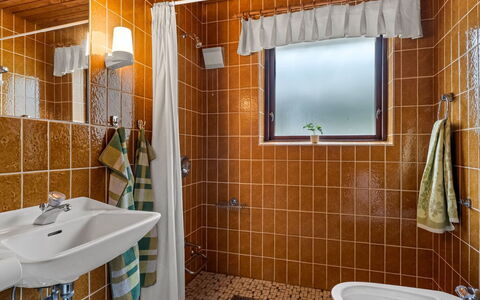 Milly - 500M to the Fjord: Arreglo De Tubería, Baño, Piso, Diseño De Interiores, Lavabo, Lavabo Del Baño, Suelo, Grifo, Plomería, Techo