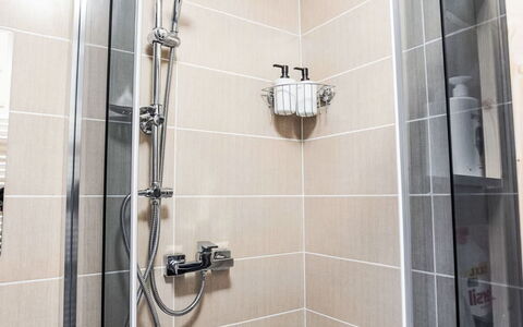 Prague Castle Oasis: Baño, Arreglo De Tubería, Piso, Alcachofa De La Ducha, Diseño De Interiores, Ducha, Suelo, Plomería, Barra De La Ducha, Loseta