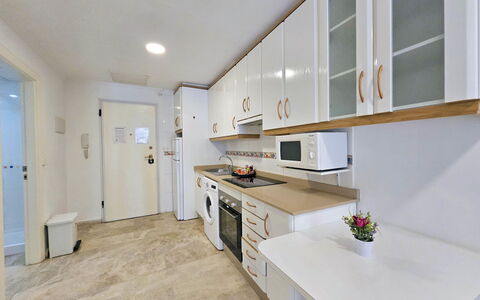 Apartamento Alba 1: Piso, Diseño De Interiores, Madera, Suelo, Mueble, Mostrador, Techo, Cocina, Gabinetes, Habitación