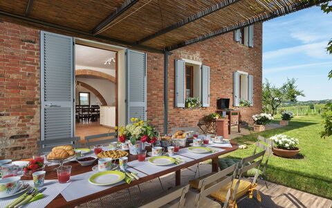 Poggio Vistabella 10: Mueble, Mesa, Cocina Y Comedor Mesa, Silla, Ladrillo, Mesa Al Aire Libre, Mueble Para Exteriores, Comedor, Manteles, Planta De Casa