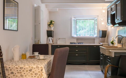 Villa Corona 8: Mueble, Diseño De Interiores, Mostrador, Cocina, Aparato De Cocina, Madera, Techo, Encendiendo, Lámpara, Gabinetes