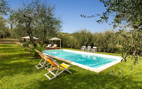 Villa Il Colle di Moriano 8: Piscina, Césped, Inmuebles, Recurso, Jardín, Casa De Campo, Mueble Para Exteriores, Hacienda, Sunlounger, Yarda