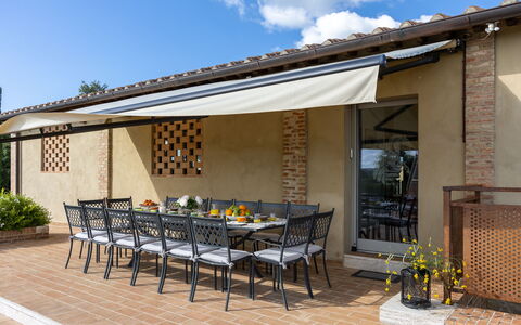 La Fonte di Santa Regina 8: Toldo, Techo, Sombra, Estructura Al Aire Libre, Patio, Cocina Y Comedor Mesa, Mueble Para Exteriores, Silla, Porche, Mesa Al Aire Libre