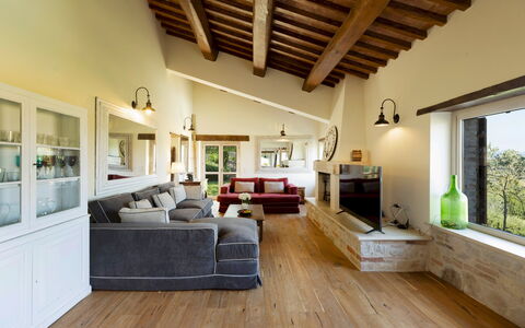 Casale dei Gelsomini 8: Mueble, Diseño De Interiores, Piso, Sofá, Pared, Techo, Madera, Suelo, Sala, Habitación