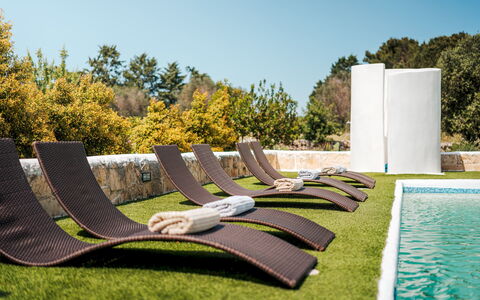 White Stone House 6+1: Mueble Para Exteriores, Sombra, Jardín, Paisajismo, Césped, Sunlounger, Diseño, Sillón, Parque, Piscina