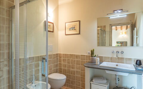 Podere di Salci 10: Baño, Piso, Pared, Arreglo De Tubería, Diseño De Interiores, Suelo, Lavabo Del Baño, Lavabo, Grifo, Plomería