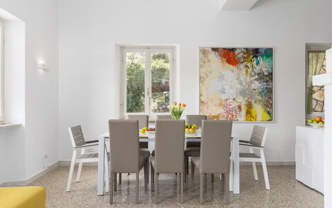 Villa Meraviglia 8: Mueble, Diseño De Interiores, Piso, Silla, Mesa, Pared, Suelo, Madera, Cocina Y Comedor Mesa, Comedor