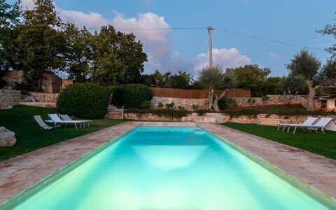 Trullo Luna 6+1: Piscina, Azul, Material Compuesto, Fuente De Agua, Hacienda, Recurso, Thermae, Inmuebles, Paisajismo, Patio Interior