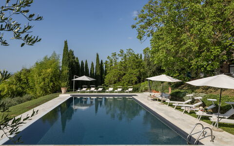Villa la Monarca 16: Árbol, Piscina, Mueble Para Exteriores, Reflexión, Paraguas, Paisajismo, Jardín, Sunlounger, Recurso, Sombra