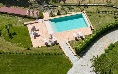 Poggio delle Lumie 6: Piscina, Jardín, Césped, Paisajismo, Recurso, Plantación, Eco Hotel, Patio Interior, Césped Artificial, Mueble Para Exteriores