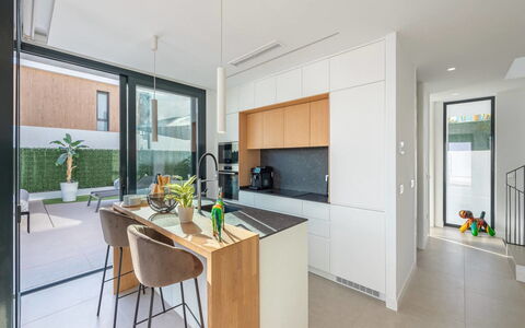 Villa Esencia: Piso, Diseño De Interiores, Madera, Suelo, Cocina, Mostrador, Mueble, Techo, Departamento, Casa